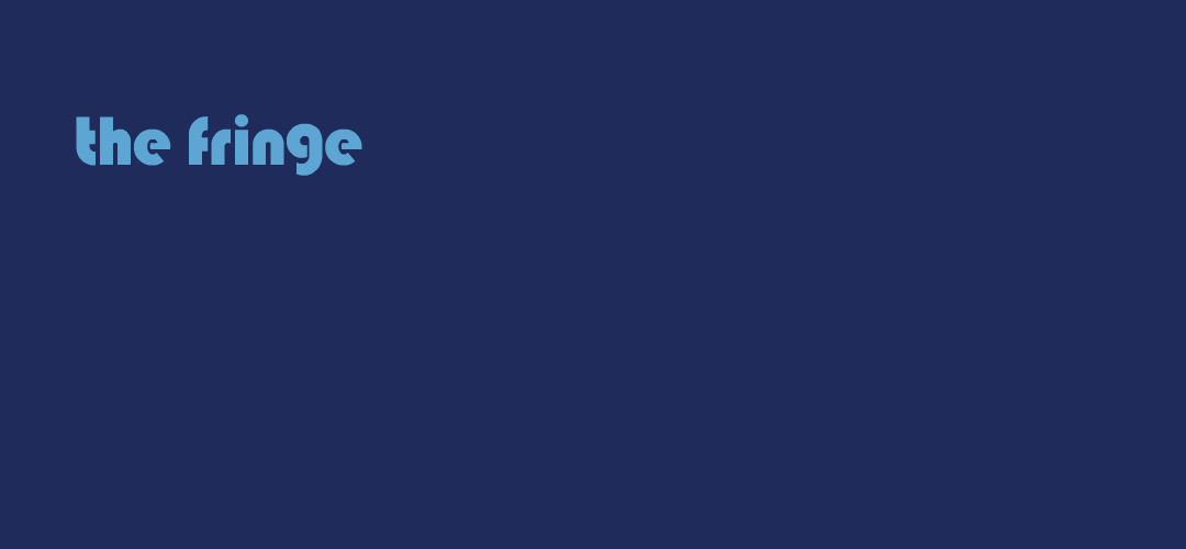 The Fringe Collaborative Logo, animated. The words the fringe are static in upper left, then a blue and coral horizontal stripe emerge to underline these words, as the letters c-o-l-l-a-b-o-r-a-t-i-v-e appear as the stripes extend. The letter ls come from the stripe folding vertically down.